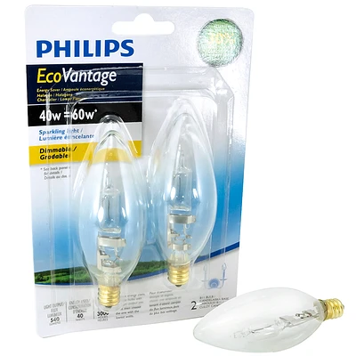 Philips EcoVantage B10 Chandelier Bulb - Sparkling - 2 pack