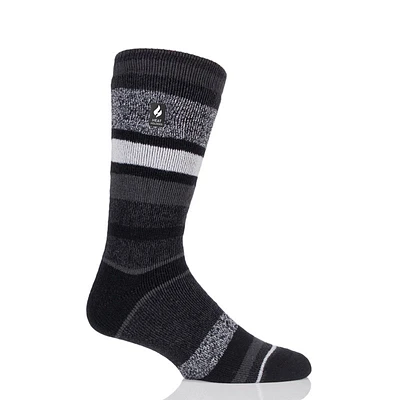 Heat Holders Lite Jacquard Striped Socks - Black/Charcoal