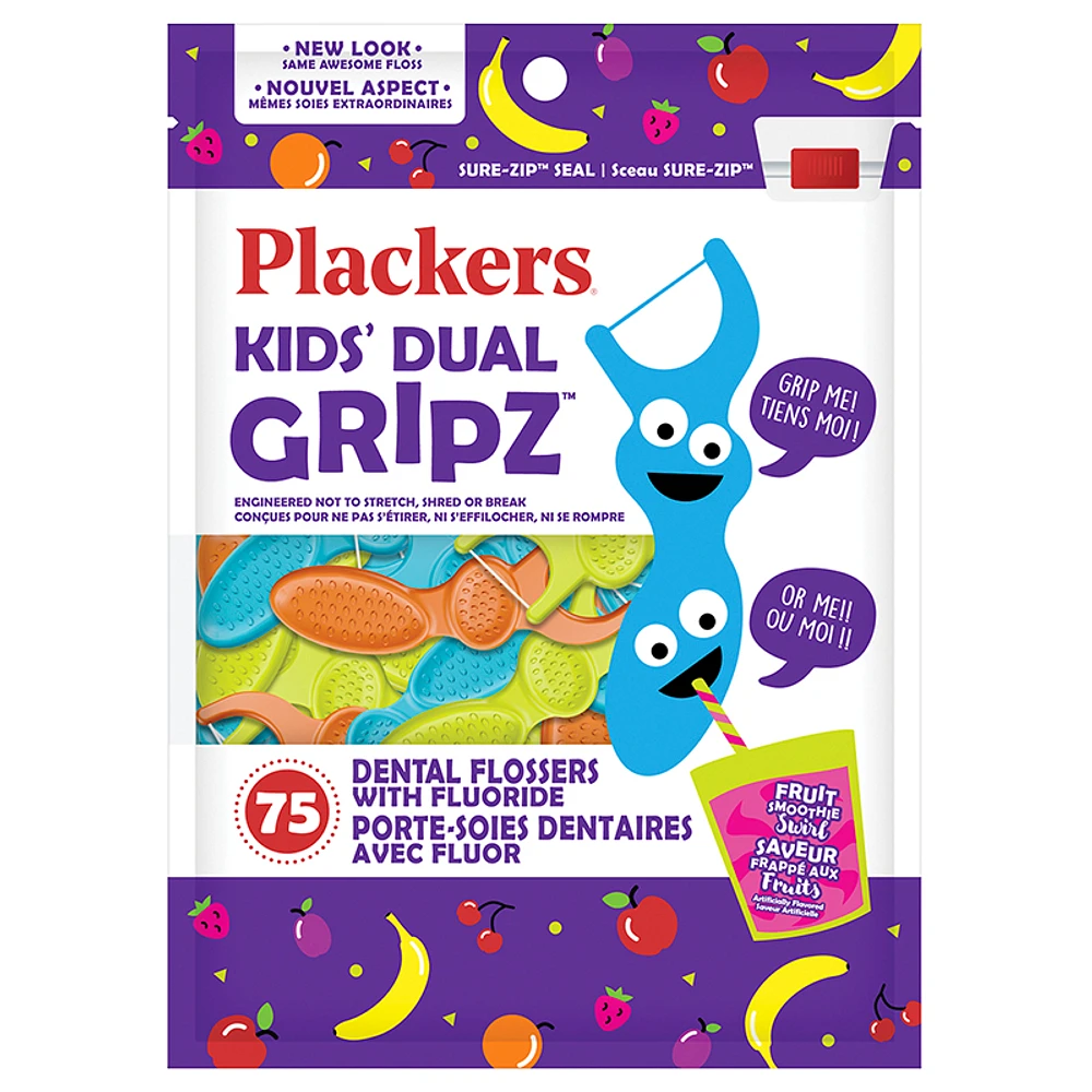 Plackers Flossers for Kids - Fruit Smoothie Swirl - 75s