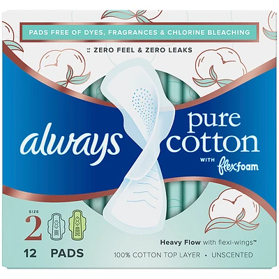 Always Pure Cotton Pads Size 2 - Heavy Flow