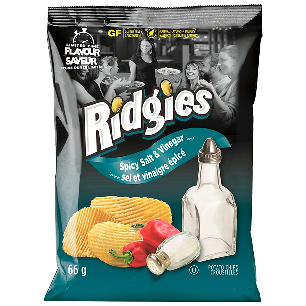 Ridgies Potato Chips - Spicy Salt & Vinegar - 66g