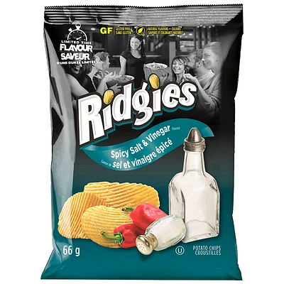 Ridgies Potato Chips - Spicy Salt & Vinegar - 66g