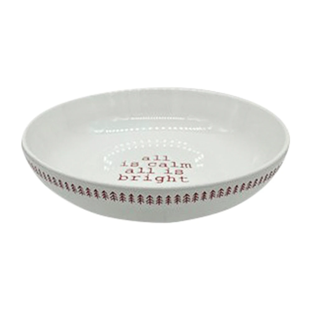 Calm Bright White Red Bowl - 8.5 Inch