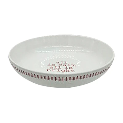 Calm Bright White Red Bowl - 8.5 Inch