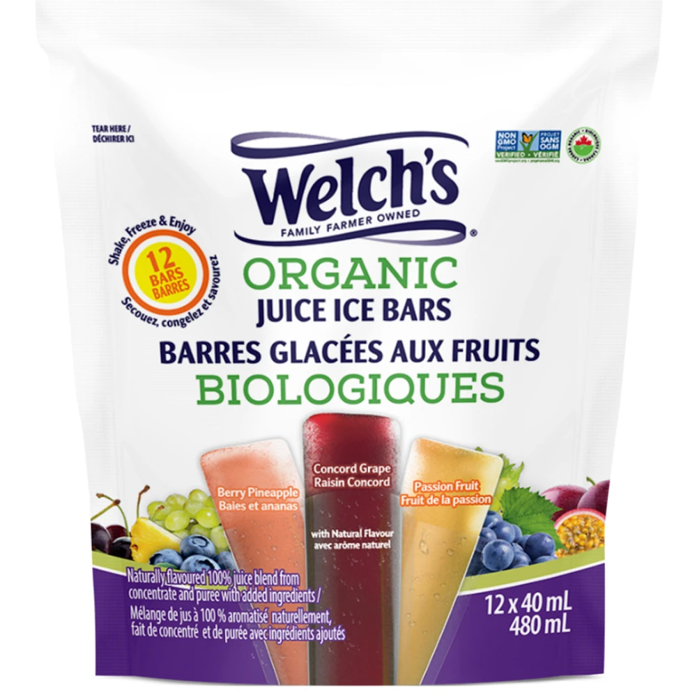 Welch's Organic Juice Ice Bars - 12 x 40ml