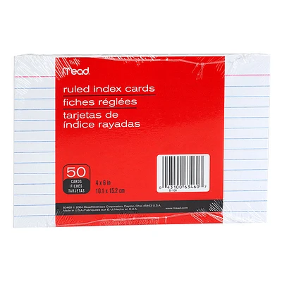Mead Index Cards - Ruled - 4 x 6 - 50 pack