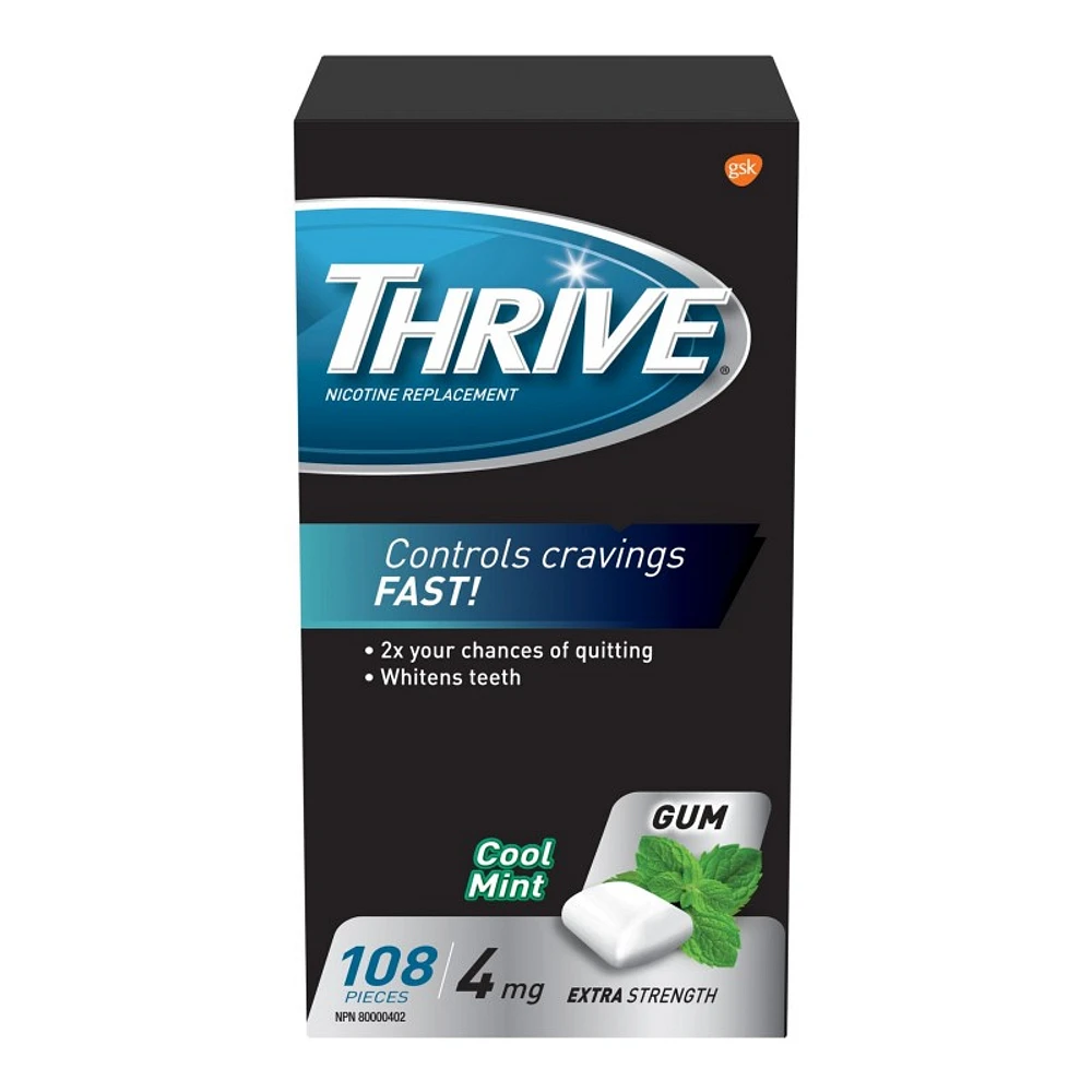 Thrive Extra Strength Nicotine Replacement Gum - 4mg - Cool Mint - 108's