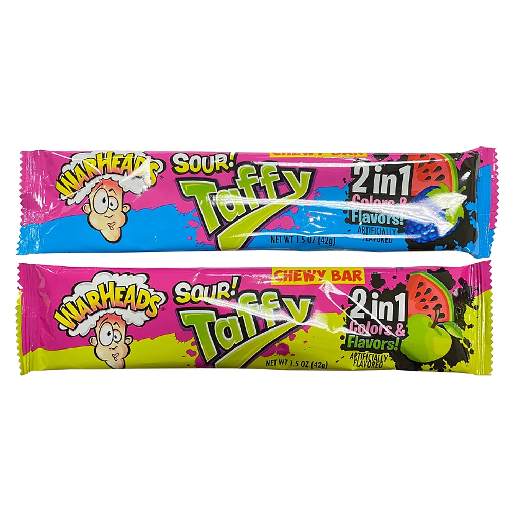 Warheads Sour! Taffy 2 in 1 Chewy Bar - 42g