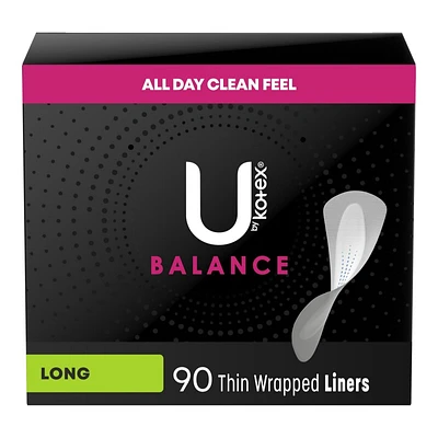 U by Kotex Balance Daily Long Wrapped Panty Liners - Light Absorbency - 90s