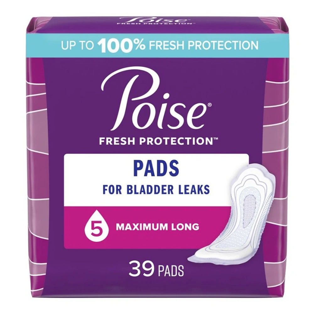 Poise Incontinence Pads - Maximum Absorbency - Long - 39 Count