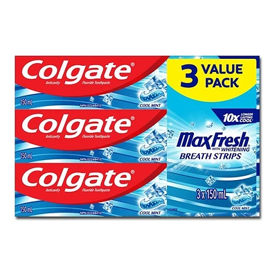 Colgate MaxFresh Toothpaste - Cool Mint - 3 x 150ml