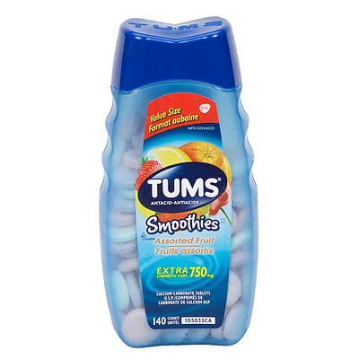 Tums Smoothies Extra Strength 750mg - Assorted Fruit  - 140s