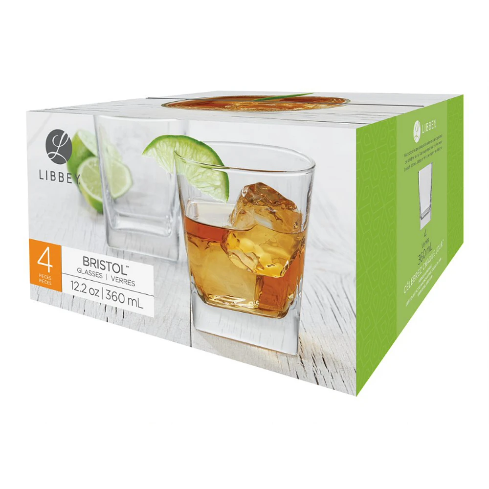 Libbey Bristol Double Old Fashion Glasses - 360ml - 4 pieces