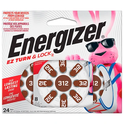 Energizer EZ Turn & Lock Size 312 Hearing Aid Batteries - 24 Pack - AZ312DP24