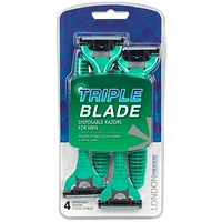 LONDON Premiere Triple Blade Disposable Razors for Men - 4s