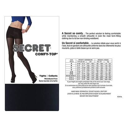 Secret No-Waistband Tights - C - Black