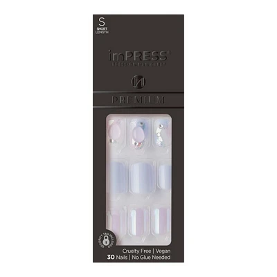 ImPRESS Press-on Manicure Premium False Nails Kit - Short - Ice Crystals - 30's
