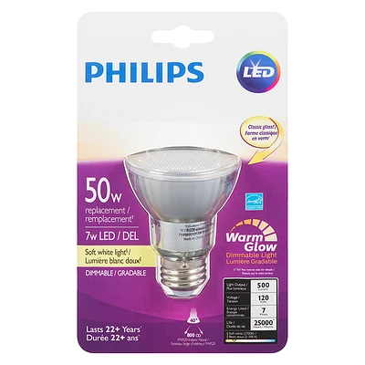 Philips LED Par20 Light Bulb - Soft White Warm Glow - 50w/7w