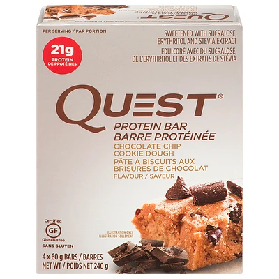 Quest Protein Bar - Chocolate Chip Cookie Dough - 4X60g