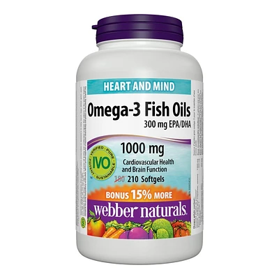 Webber Naturals Omega-3 Fish Oils Softgels - 1000mg - 210's