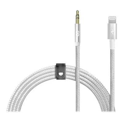 LOGiiX Piston Connect Braided AUX to Lightning Cable - White - LGX13197
