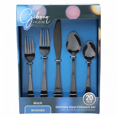 Gibson Home Stainless Steel Flatware - Black - 20 piece
