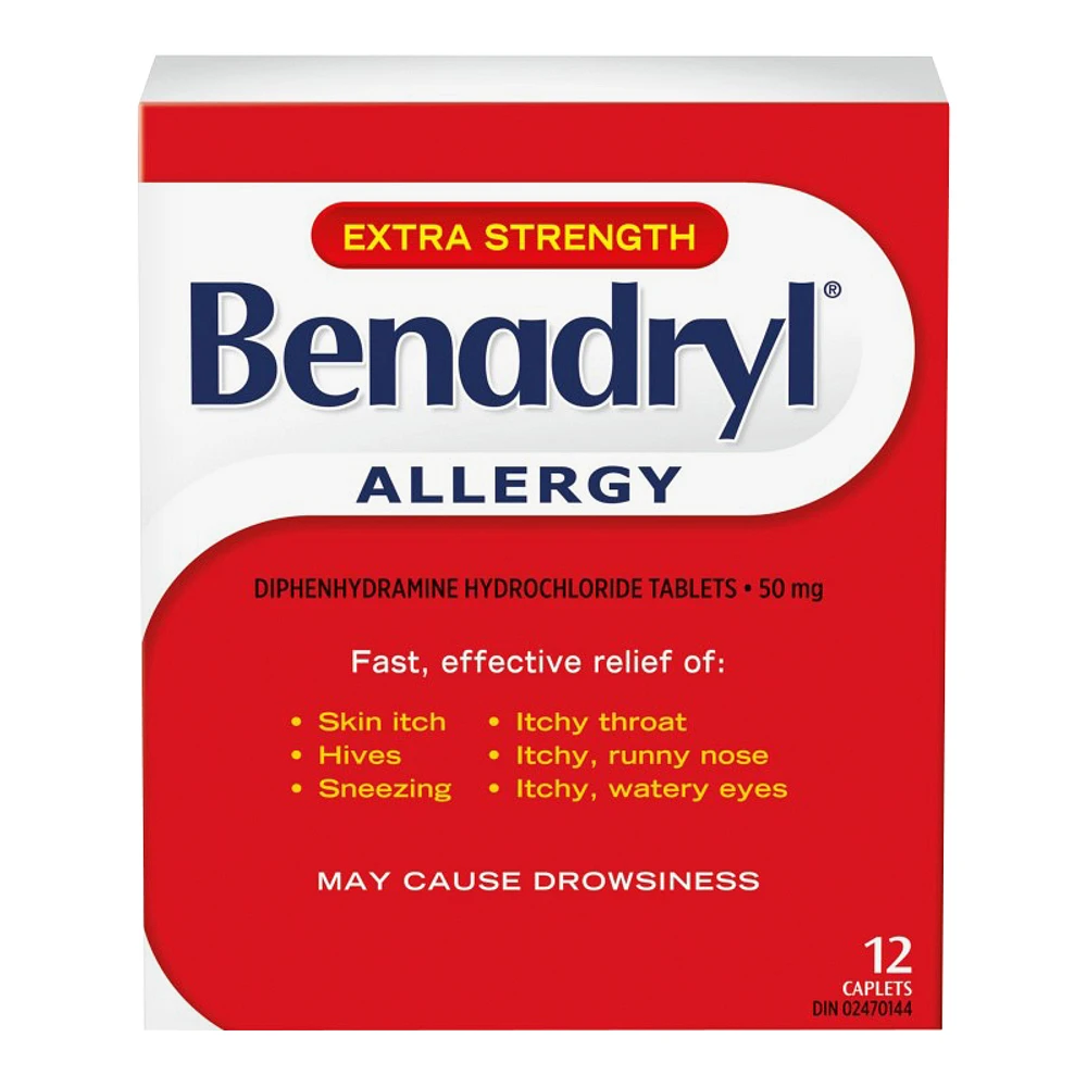 Benadryl Extra Strength Allergy Caplets - 12's