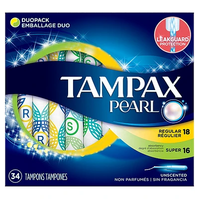 Tampax Pearl Tampons Duopack - 18 Regular/16 Super