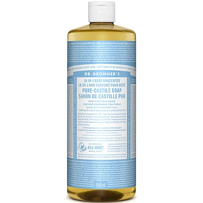 Dr. Bronner's 18-IN-1 Pure-Castile Liquid Soap - Baby Unscented - 946ml