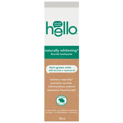 Hello Natural Whitening Toothpaste - Farm Grown Mint - 98ml