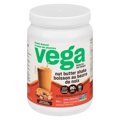 Vega Nut Butter Shake Plant-Based Protein Powder - Peanut Butter - 511g