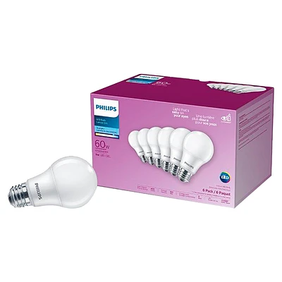 Philips A19 LED Light Bulb - Day Light - 8.5w/60w - 6 pack
