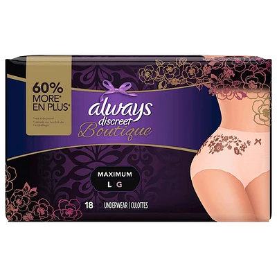 Always Discreet Boutique Underwear - Large - 18's