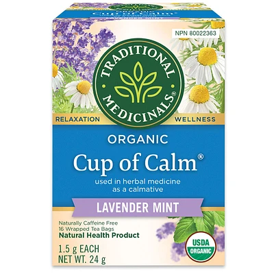 Traditional Medicinals Wrapped Tea Bags - Cup of Calm Lavender Mint - 16's