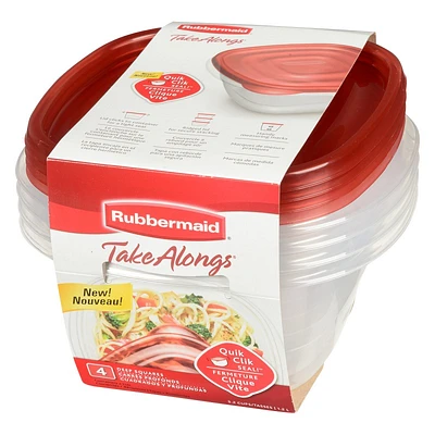 Rubbermaid TakeAlongs Deep Square Food Storage Containers - 4x1.2L