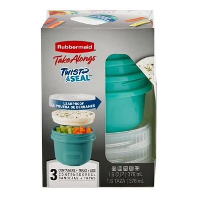 Rubbermaid TakeAlongs Food Storage Containers - Teal Splash - 3 x 378ml