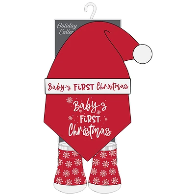 Baby Mode Holiday Collection Clothing Set - Red Snowflakes - 0-6 months - 3 piece