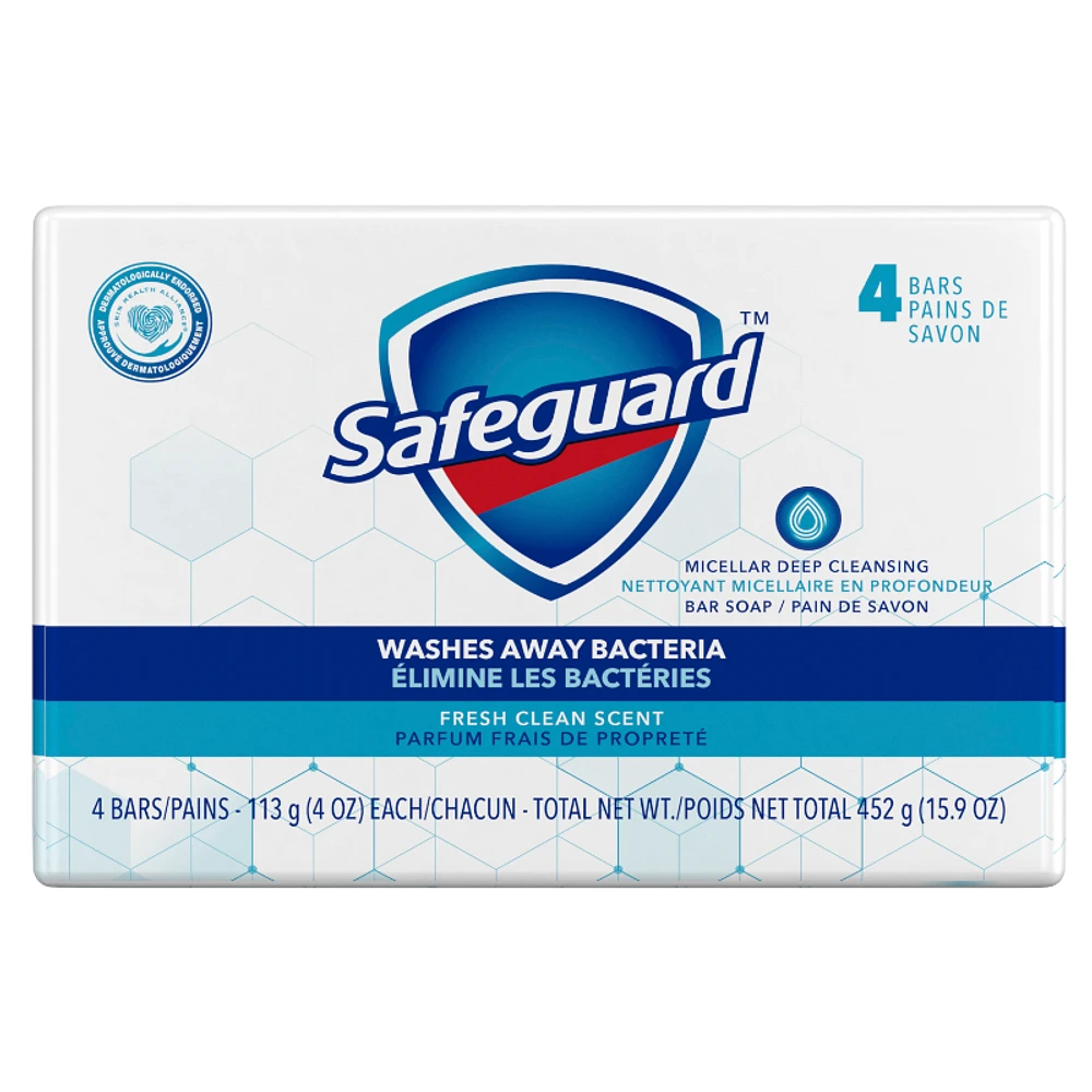 Safeguard Deodorant Bar Soap - 4 x 113g