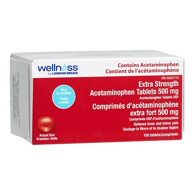 Wellness by London Drugs Extras Strength Acetaminophen Easy Swallow Tablets - 500mg - 100s