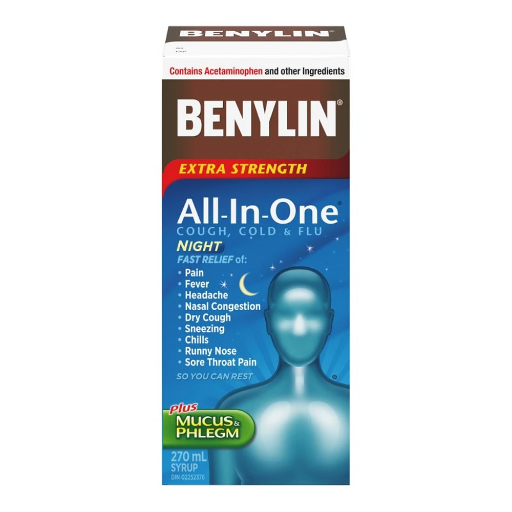 Benylin Extra Strength All-In-One Cold & Flu Night Syrup - 270ml