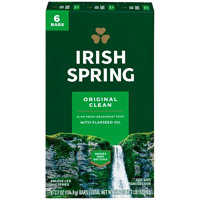 Irish Spring Bar Soap - Original Clean - 6 x 104.8g