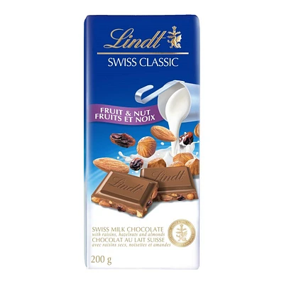 Lindt Swiss Classic Milk Chocolate Bar - Fruit & Nut - 200g