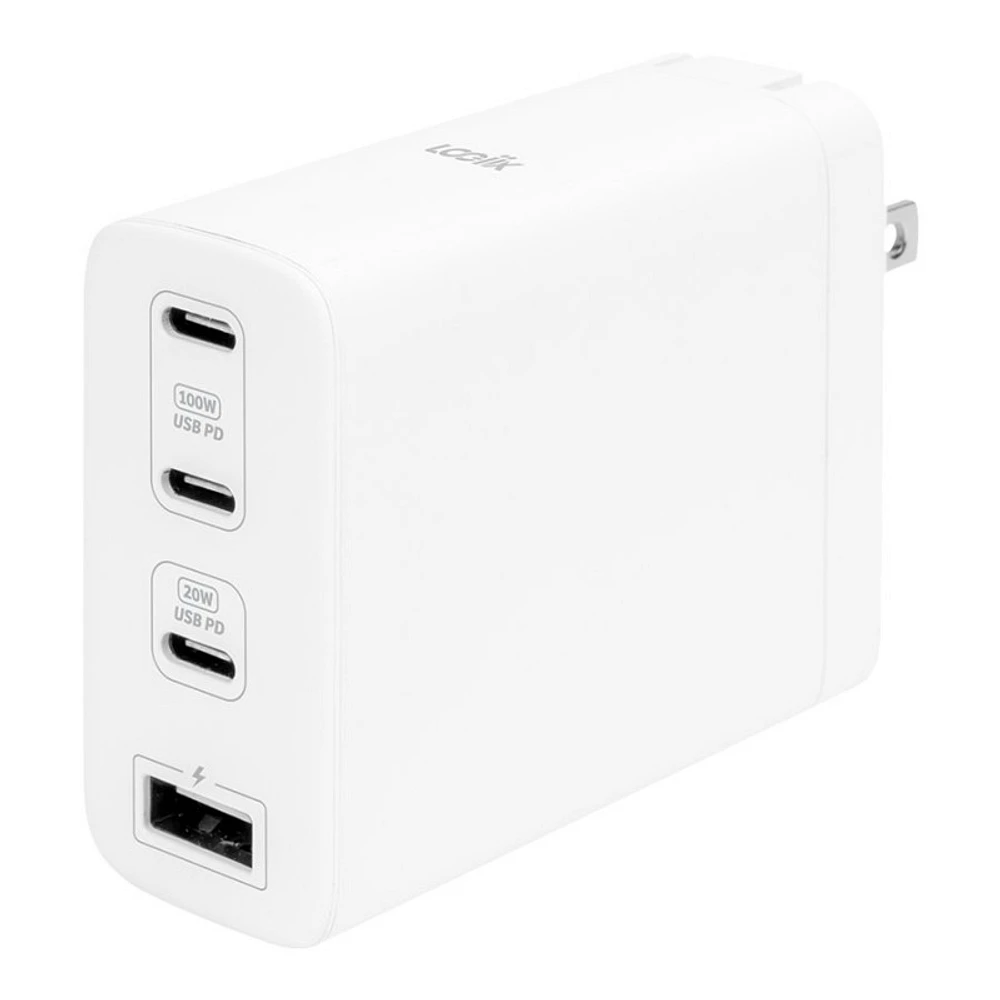 LOGiiX Power Plus 100 XL USB-A & 3 x USB-C Power Adapter - White - LGX-13410