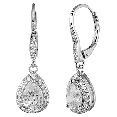 Anne Klein Pear Drop Euro Earrings - Silver