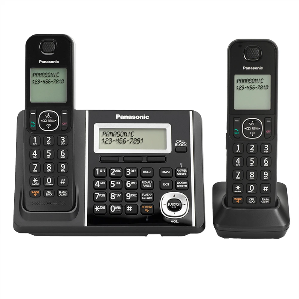 Panasonic DECT 6.0 2-Handset Dual Keypad with Cordless Answering System - Black - KXTGF342B