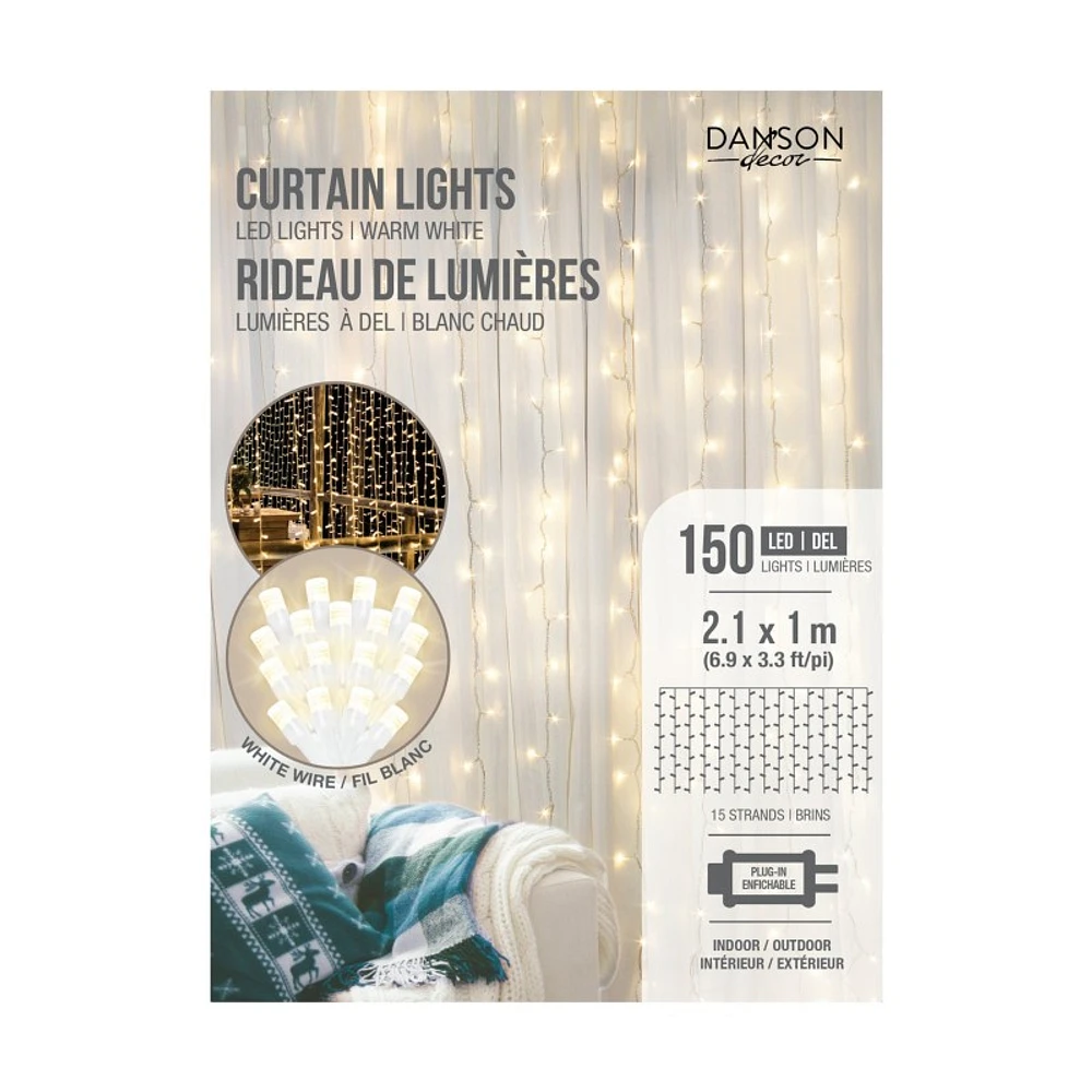 Danson Decor LED Light Curtain - Warm White - 2.1 x 1m - 150 Lights