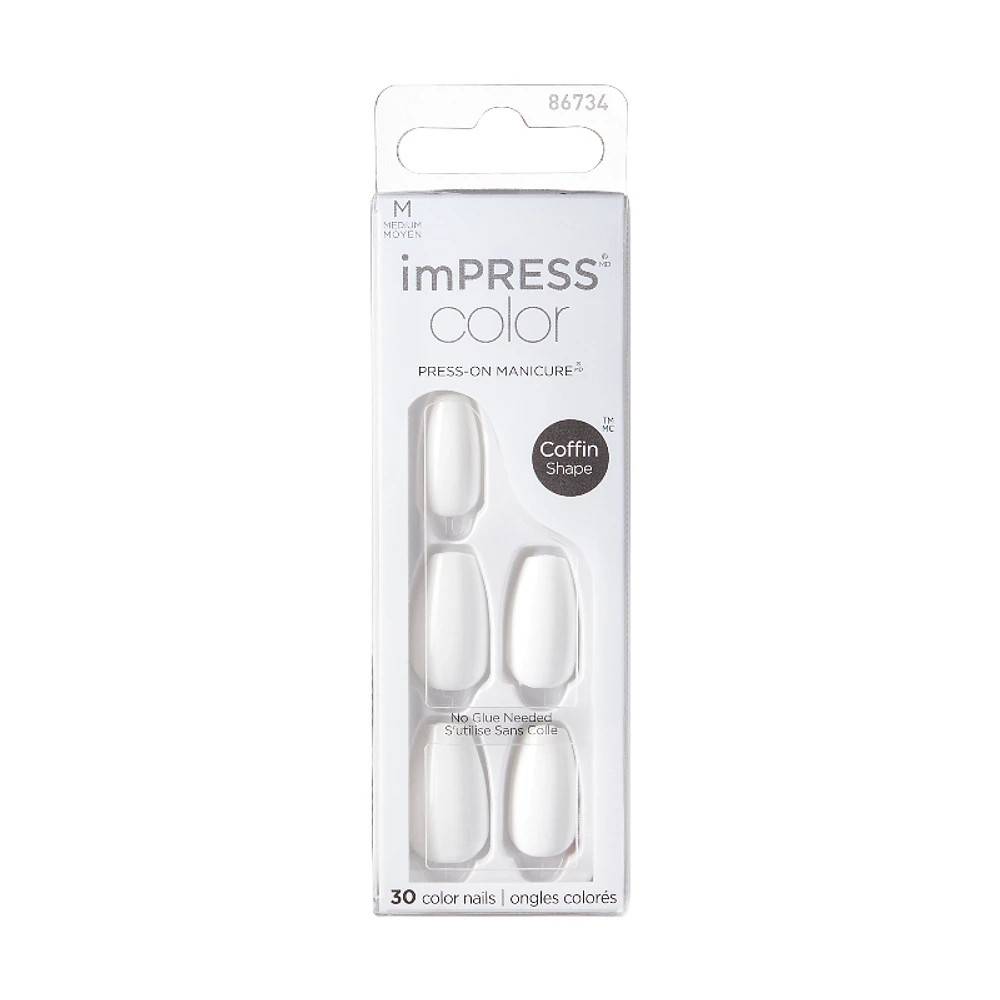 Kiss ImPRESS Press-on Manicure False Nails Kit - Medium - Coffin - Frosting - 30s