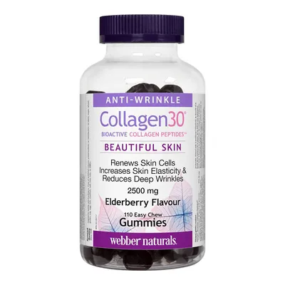 Webber Naturals Collagen30 Bioactive Collagen Peptides Gummies - Elderberry - 110s