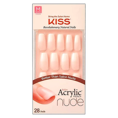 Kiss Salon Acrylic French Nude Medium False Nails Kit - Leilani - 28 pieces
