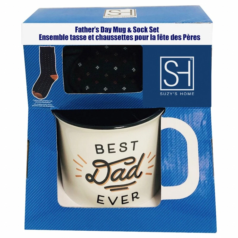 Dad Mug & Sock Father's Day Gift Set - Blue/White